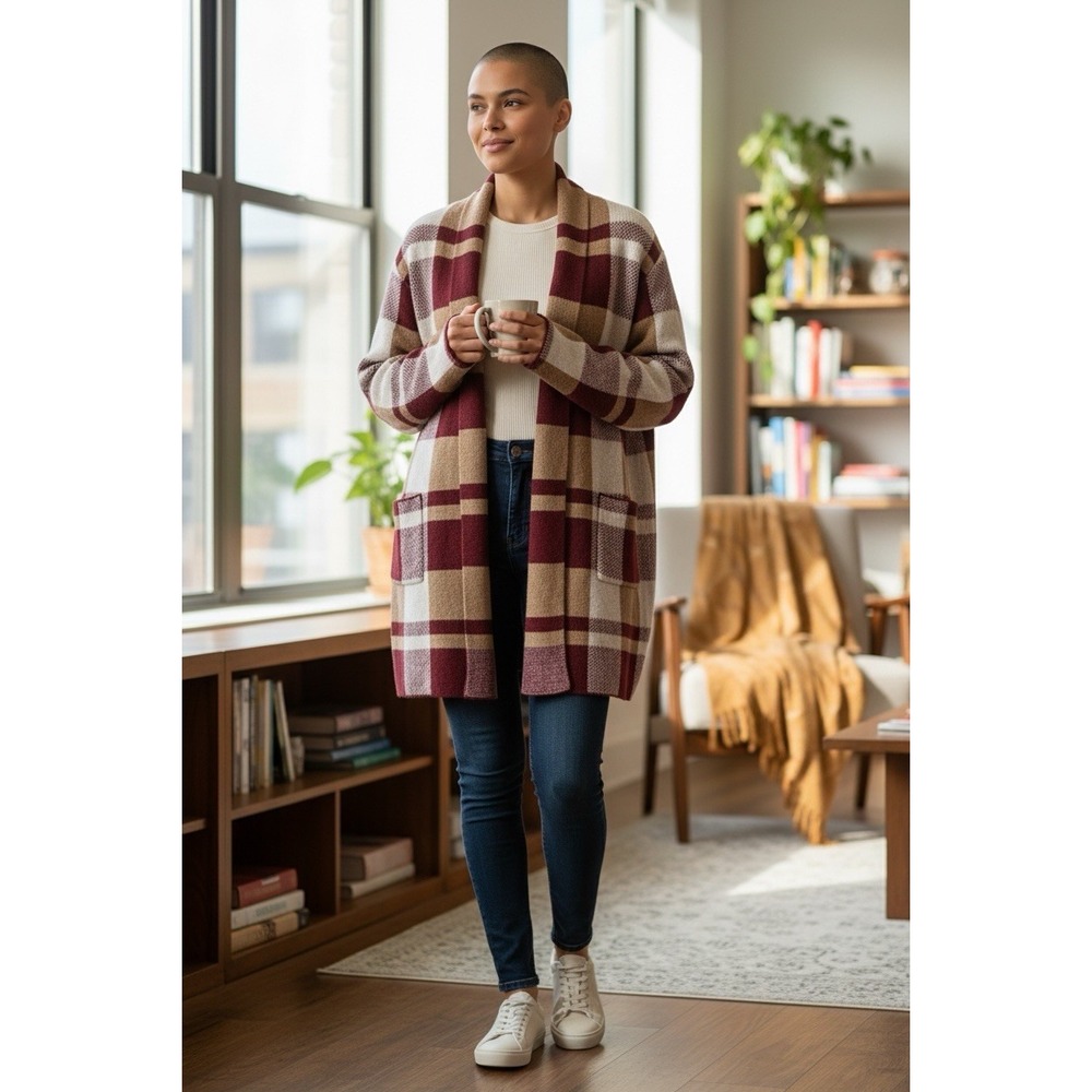 89th + Madison Plaid Long Cardigan NWT Plus Size 2X